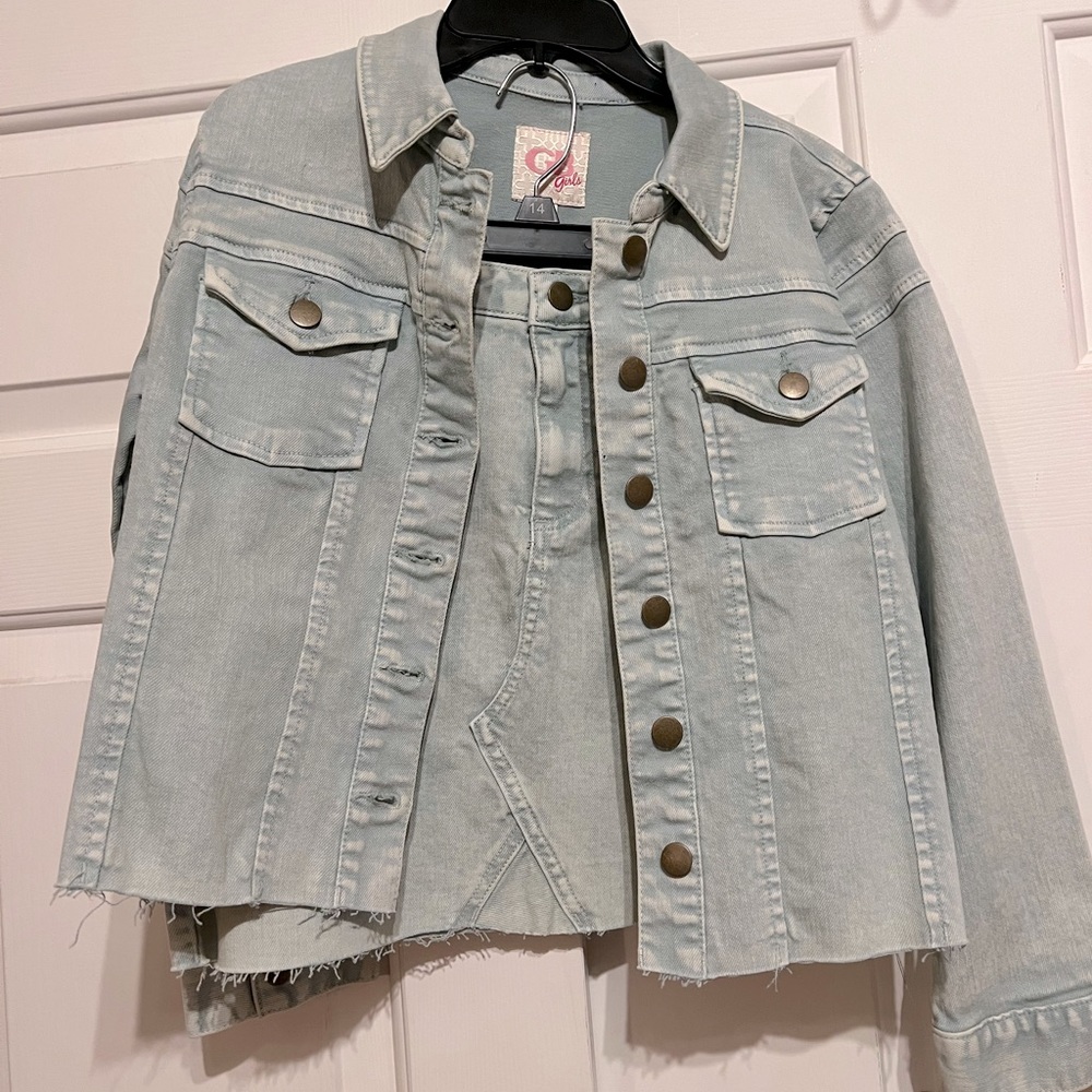 GB Girls Green Jeans Jacket and Skirt NWT